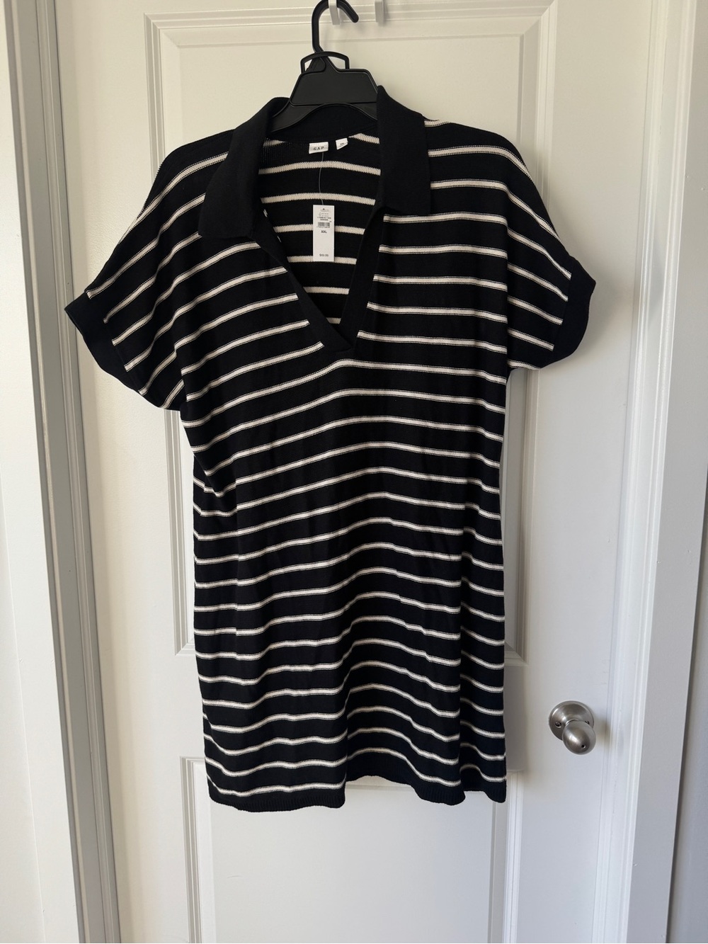 GAP Black and White Striped Polo Dress